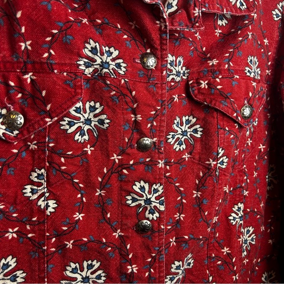 VINTAGE PAINTED PONY Red Jean Jacket with Floral design (Women: Small) - Picture 4 of 4